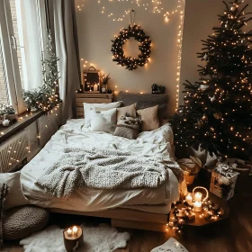 Festive Bedroom with Christmas Decorations