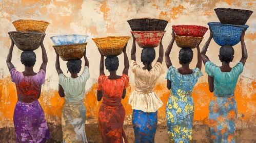 Colorful African Women with Baskets