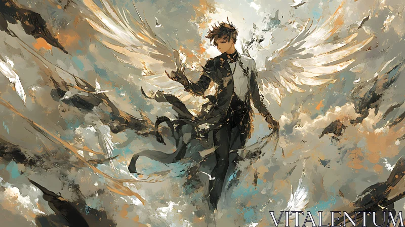 AI ART Winged Angel in Suit Illustration