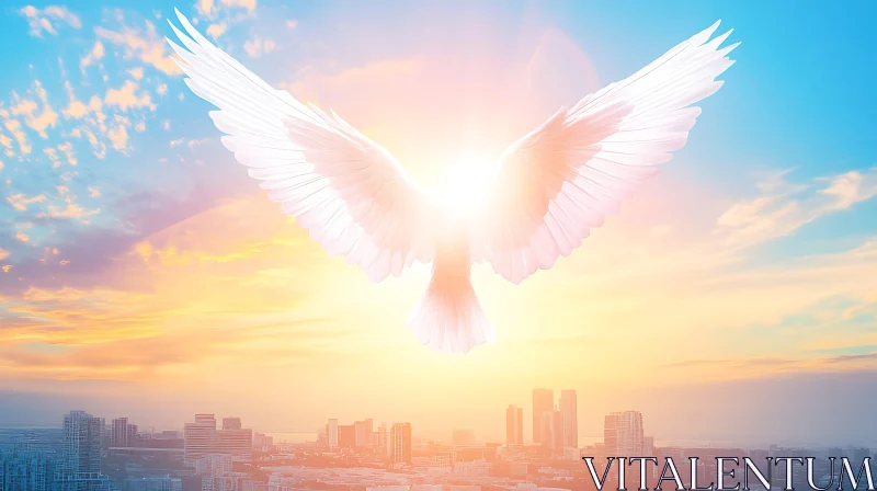 Angel Wings Over City: A Symbol of Hope AI Image