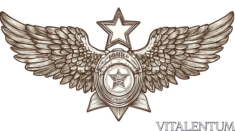 Detailed Police Badge with Wings AI Image