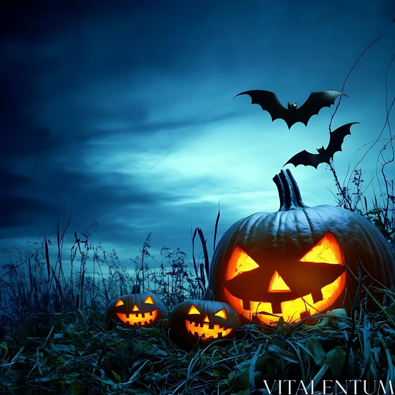 Spooky Halloween Night Scene AI Image