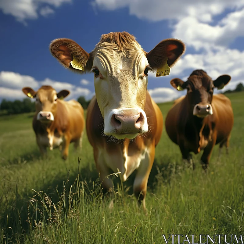 Tranquil Cows in Green Pasture AI Image