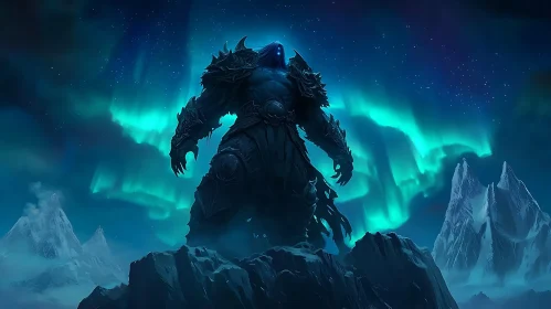 Fantasy Monster in Northern Lights