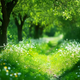 Nature's Serene Path Through Lush Greenery