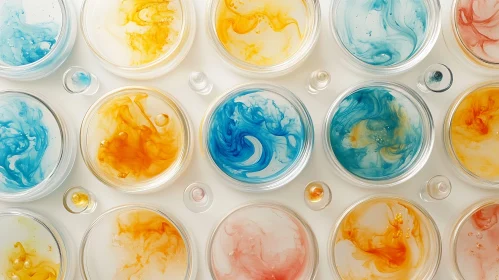 Abstract Fluid Art in Petri Dishes