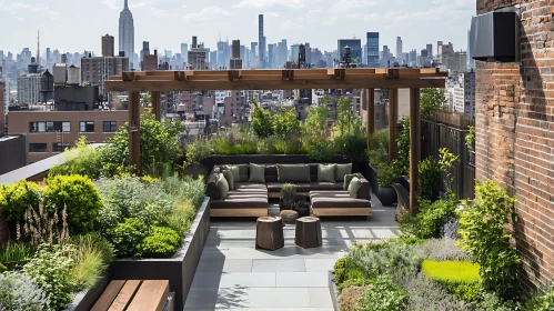 Urban Rooftop Oasis with Cityscape