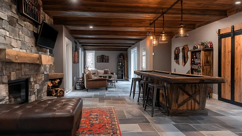 Cozy Interior Design with Fireplace