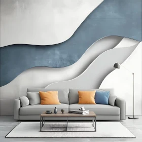 Contemporary Living Room with Abstract Wall