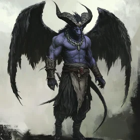 Dark Demon Portrait with Majestic Wings