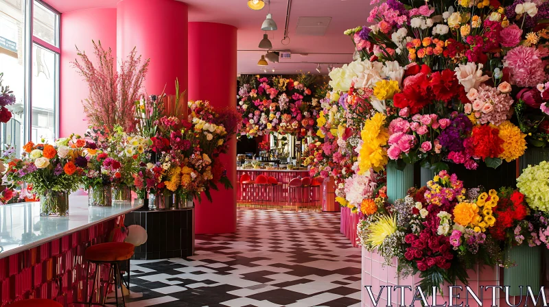 AI ART Vibrant Floral Restaurant Decor