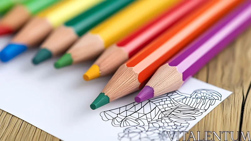 Vibrant Pencils Ready to Color Art AI Image