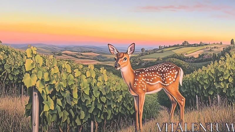 Young Deer Amongst the Vines AI Image