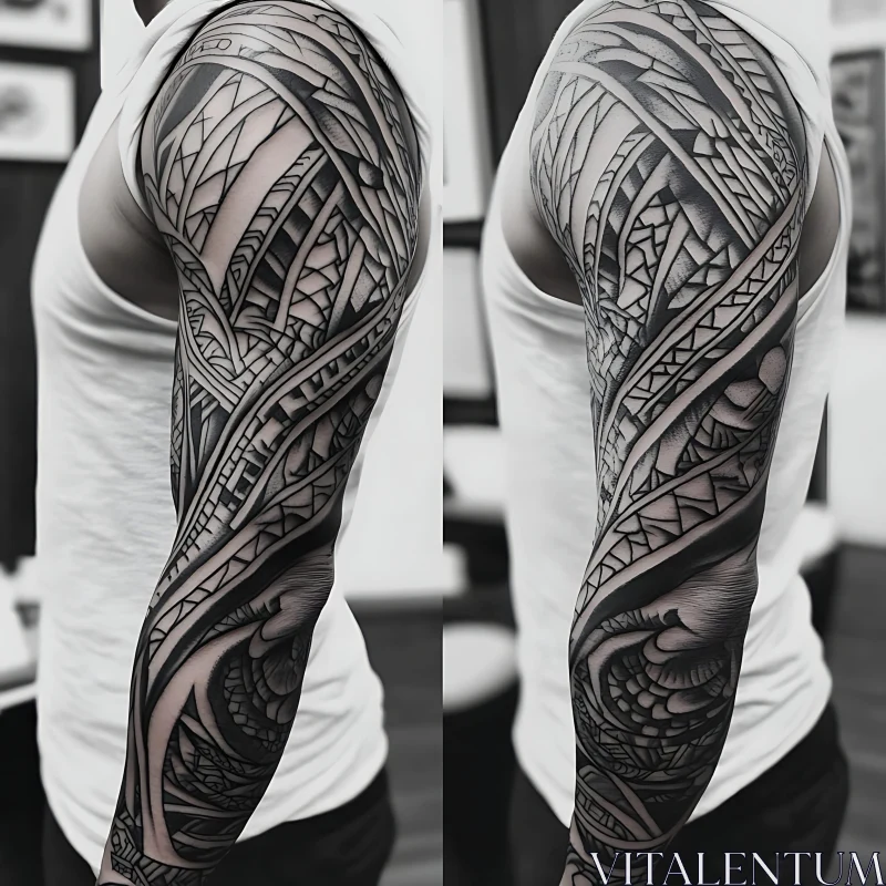 Geometric Arm Sleeve Tattoo AI Image