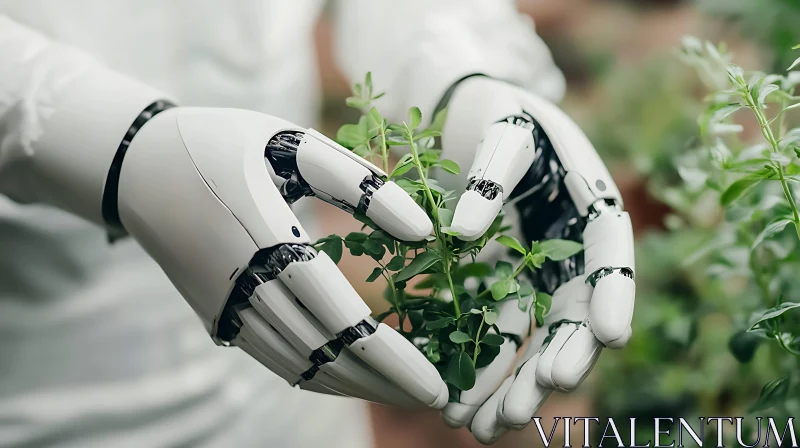 AI Robot Holding a Plant AI Image