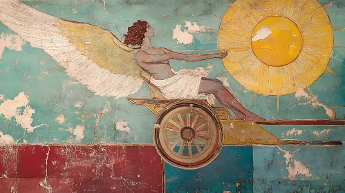 Winged Figure with Sun Chariot Mural