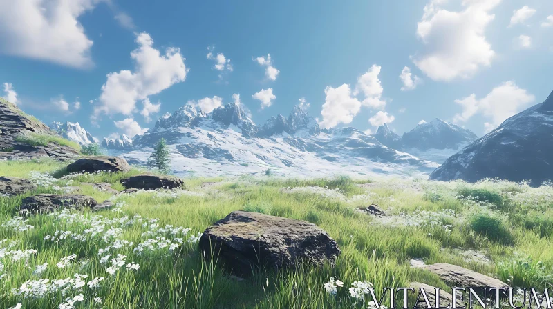 AI ART Alpine Meadow Serenity