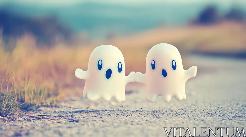 AI ART Cute Ghostly Companions on a Journey