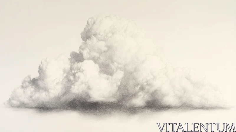 Detailed Cloud Sketch on Blank Background AI Image