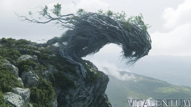 Resilient Tree on Cliff AI Image