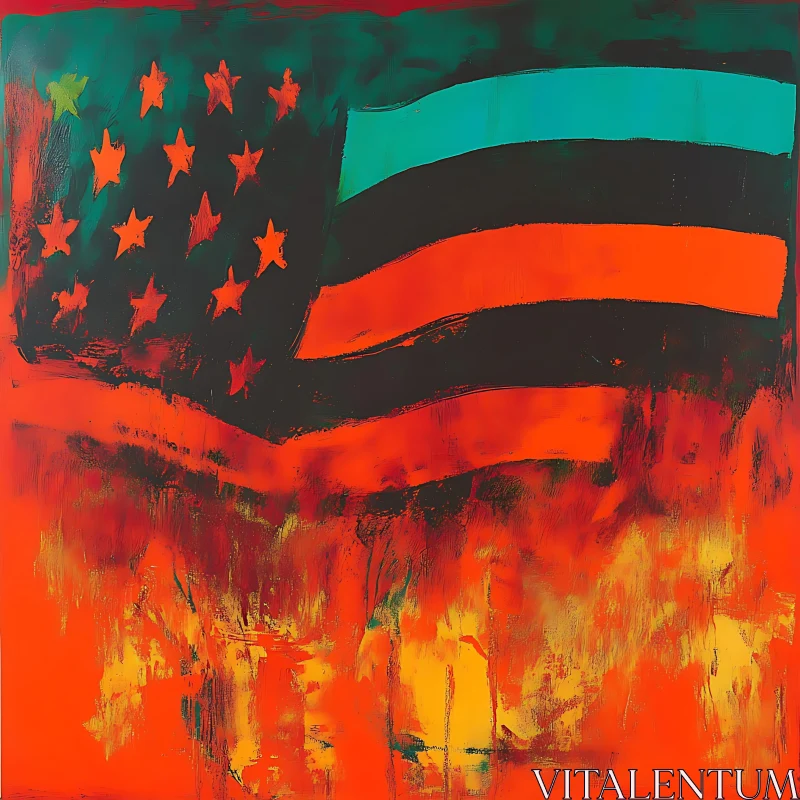 Abstract Flag in Flames AI Image