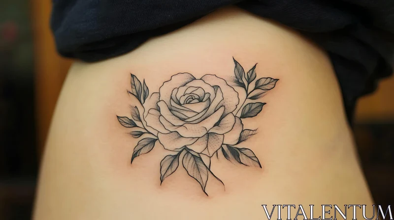 Detailed Rose Tattoo Art on Skin AI Image