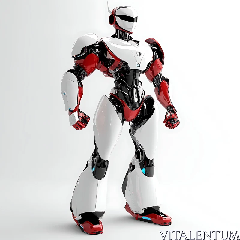 Advanced Android with White, Red, and Black Color Scheme AI Image