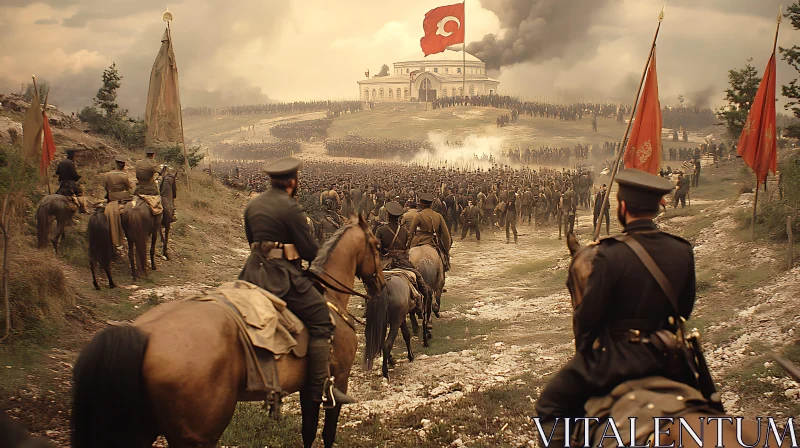 AI ART Soldiers and Horses in Formation
