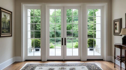 Indoor Garden View with White Doors