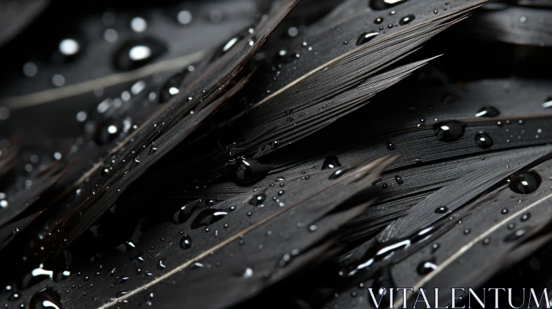 Close-Up of Black Feathers with Water Droplets - Multilayered and Raw AI Image