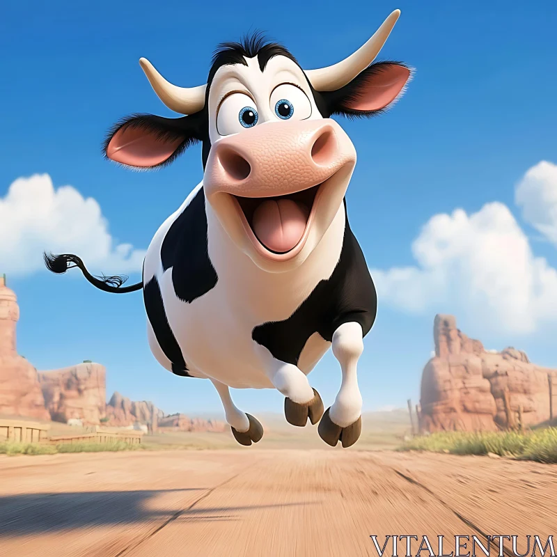 AI ART Cartoon Cow Having Fun