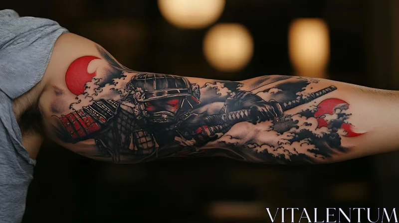 Detailed Samurai Arm Tattoo AI Image