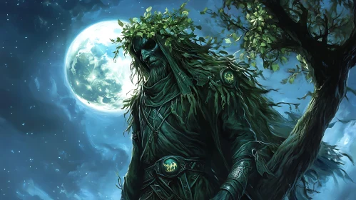 Enigmatic Elf in the Night Forest