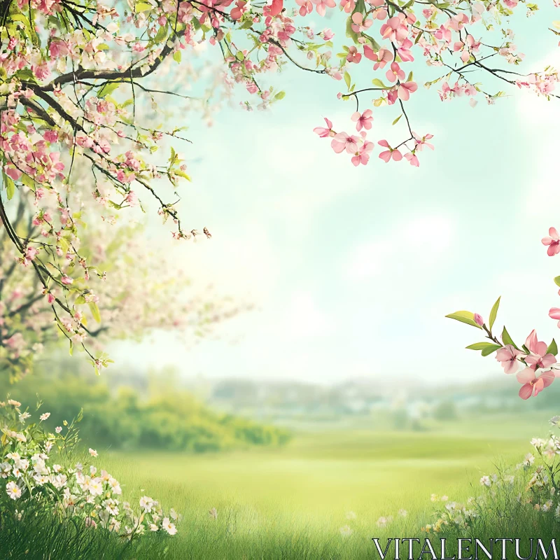 AI ART Pastel Floral Spring Meadow