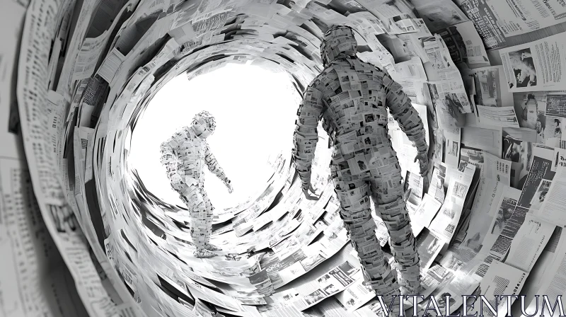 AI ART Monochrome Newspaper Tunnel Vision