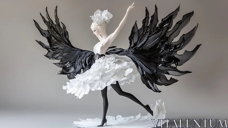 AI ART Black and White Angelic Fashion