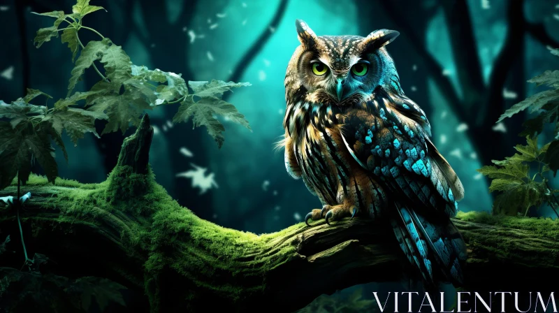 Mystical Forest Owl Wallpaper - A Blend of Realism and Fantasy AI Image
