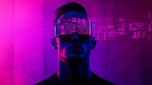 Futuristic VR Interface Man Portrait