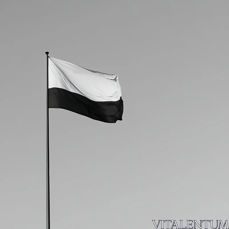 Abstract Monochrome Flag Waving in Minimalistic Setting AI Image