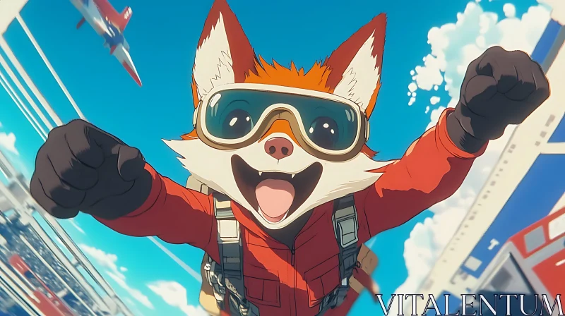 AI ART Fox Having Fun Skydiving