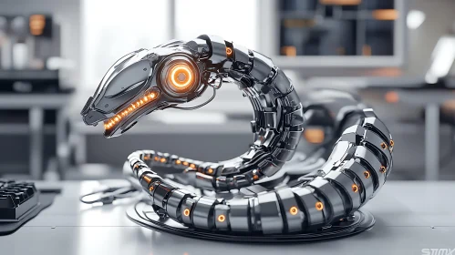 Cybernetic Serpent in Modern Office