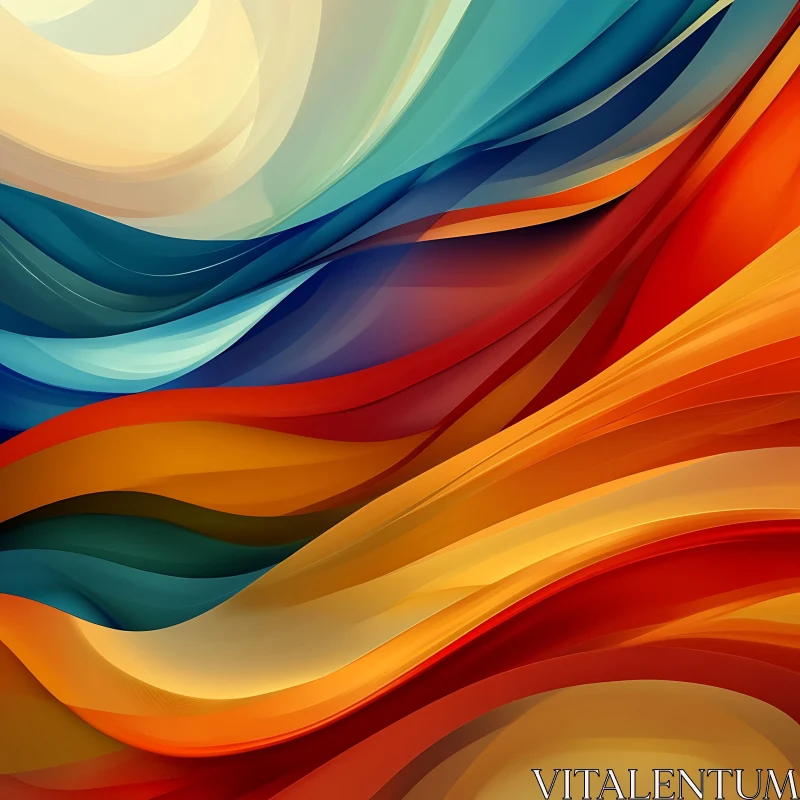 Colorful Flowing Abstract Art with Waves AI Image