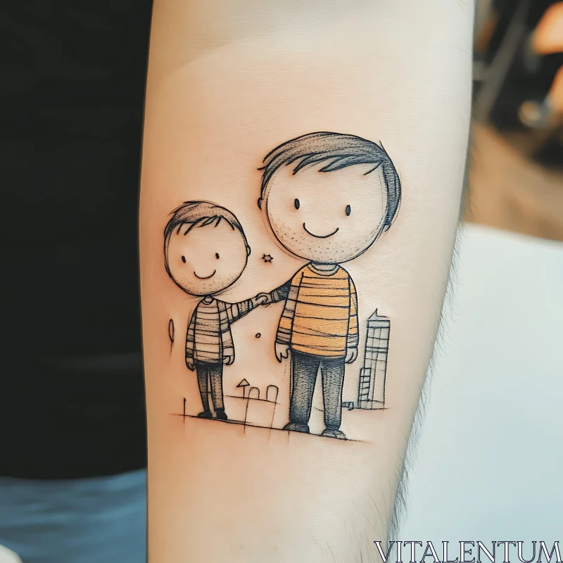 Siblings Tattoo in Cartoon Style AI Image