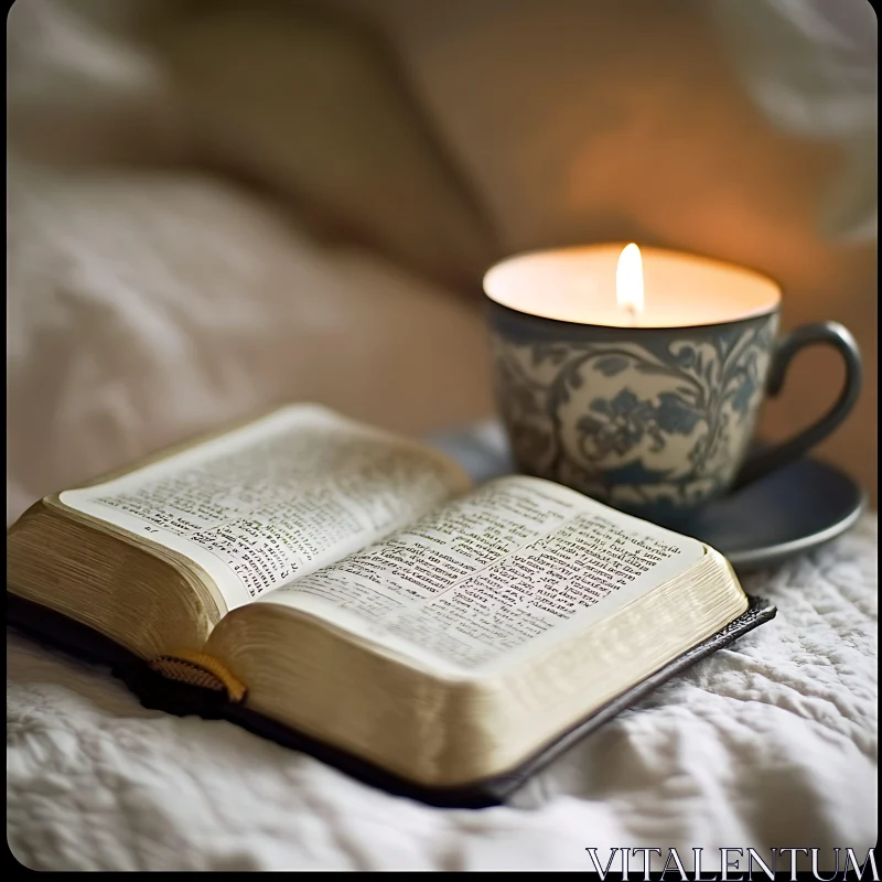 Book and Candle Still Life AI Image