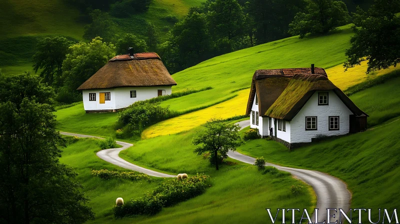 Idyllic Countryside Cottages AI Image