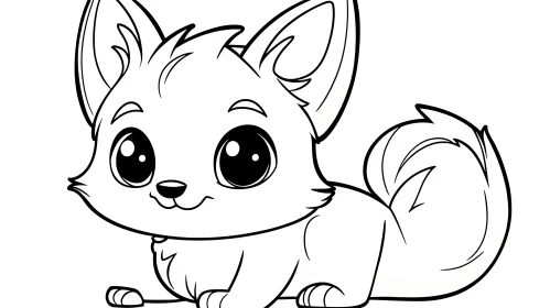 Cute Fox Line Art