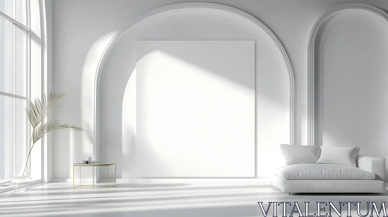 Minimalist White Room with Arches AI Image