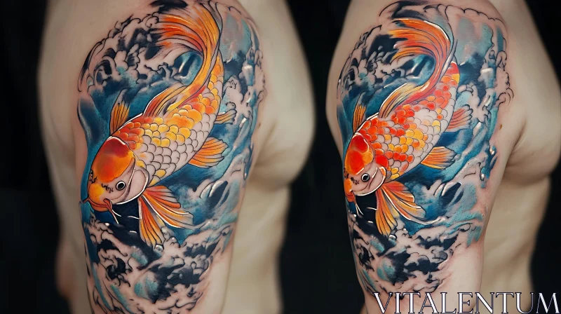 Detailed Koi Fish Arm Tattoo Design AI Image