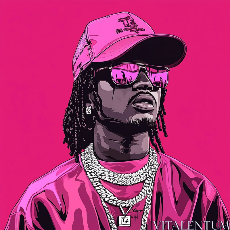 Modern Pink Portrait of a Man AI Image