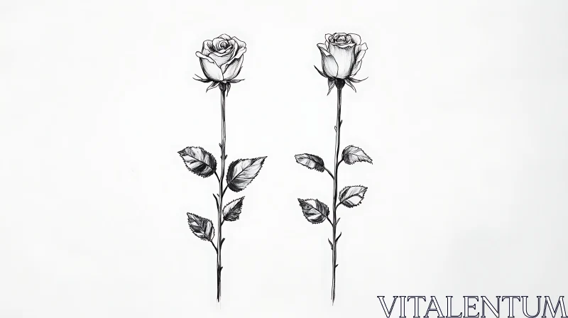 Black and White Rose Sketch AI Image